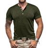 Men Henley Neck Short Sleeve T Shirt Cotton Slub Knit Soft Lightweight Casual Classic Fit Top for Everyday Wear