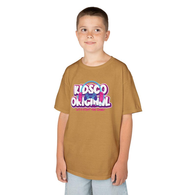 KIDSCO Original Logo Kids Tee | Retro Bubble Letters, Pink & Blue 130