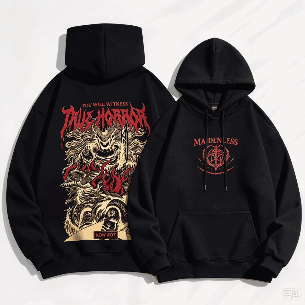 Elden Ring Grafické Mikiny Podzim Zima Pánské Manga Vintage Oversized Unisex Streetwear Trendy Sportovní Grafika Y2k Krátký Rukáv Klasické