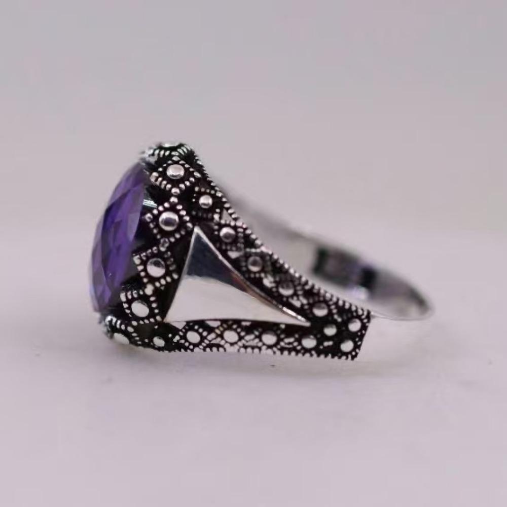 Luxury Jewelry Direct Sales New Men's Ring, Gold-plated Amethyst Gemstone Men's Ring