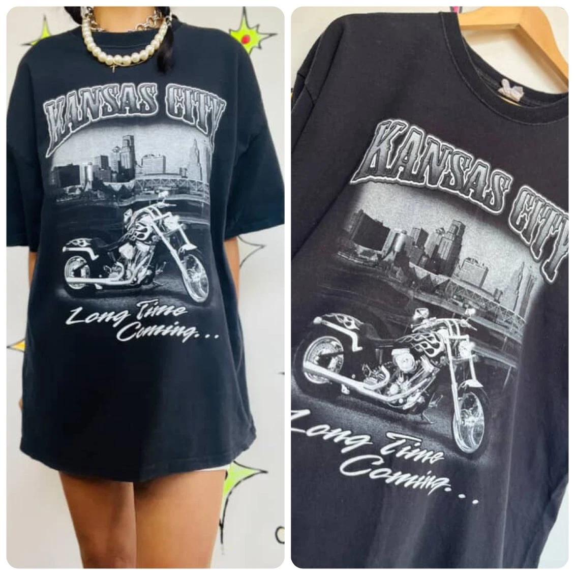 

Vintage 90s Kansas City Tee | Black Biker Grunge Graphic T-Shirt XL 4XL