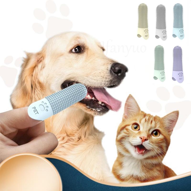 Cepillo de Dientes para Perros de Silicona Suave Cepillo de Dedo 360° para Perros Gatos Cepillo de Dedo Duradero para Mascotas Herramienta de Limpieza Dental para Todas las Razas