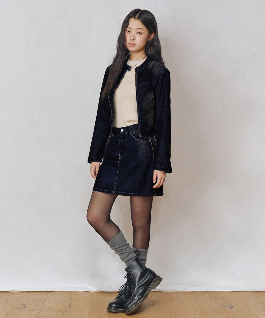 Deketeuumeon [Velvet Denim] Velvet Mini Skirt Dcsk007Dblue