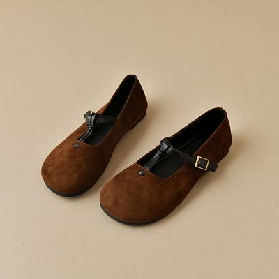 French Versatile Strap New Retro Flat Versatile Fashion Colorblock Single Shoes Women Pumps