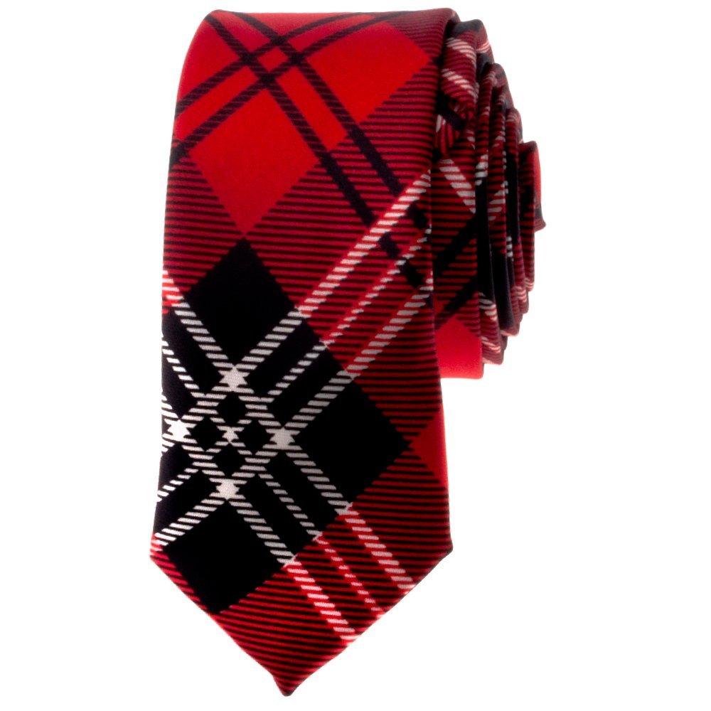 

[Top Tie] Checkered Skinny Tie, Black and Red Formal Business Tie, Wedding Tie, Unisex