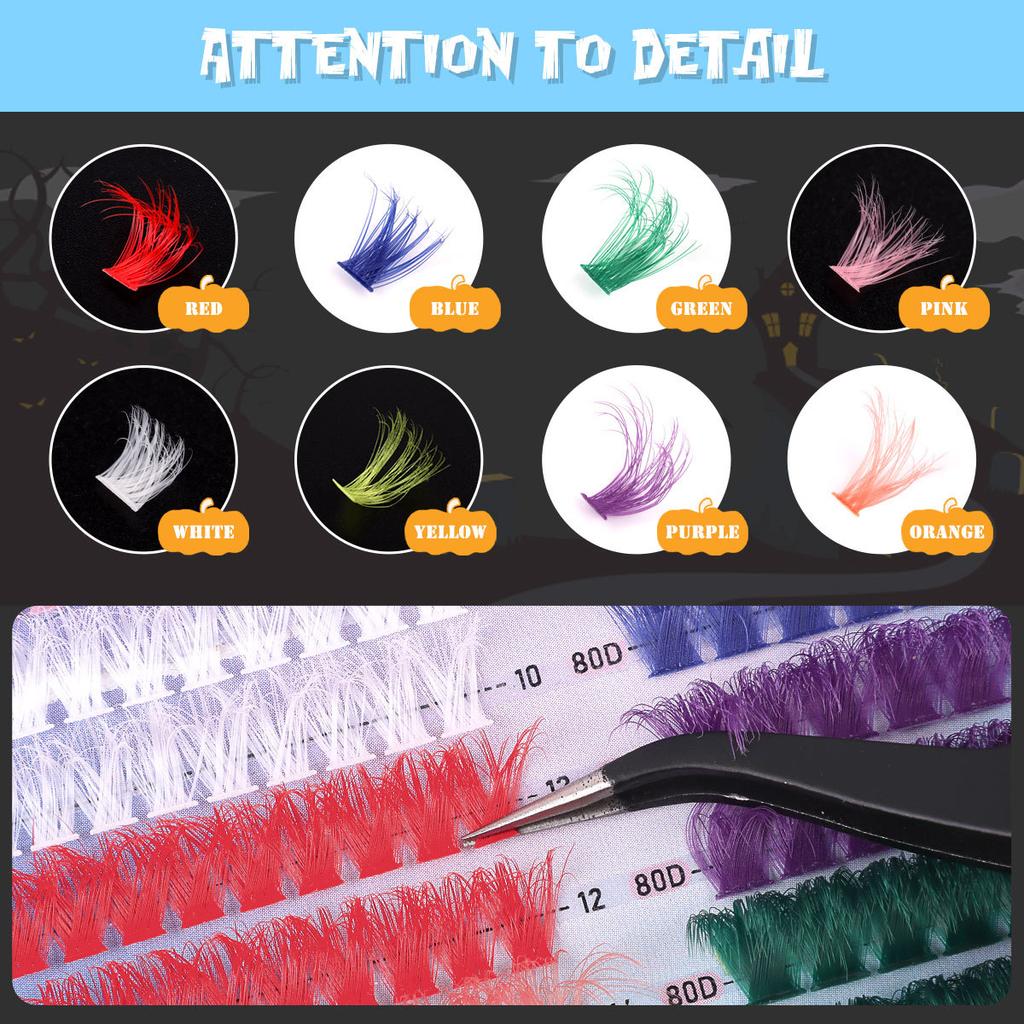 Color False Eyelash Extension Set, Multiple Hairs, Diy Halloween Eyelashes Alone