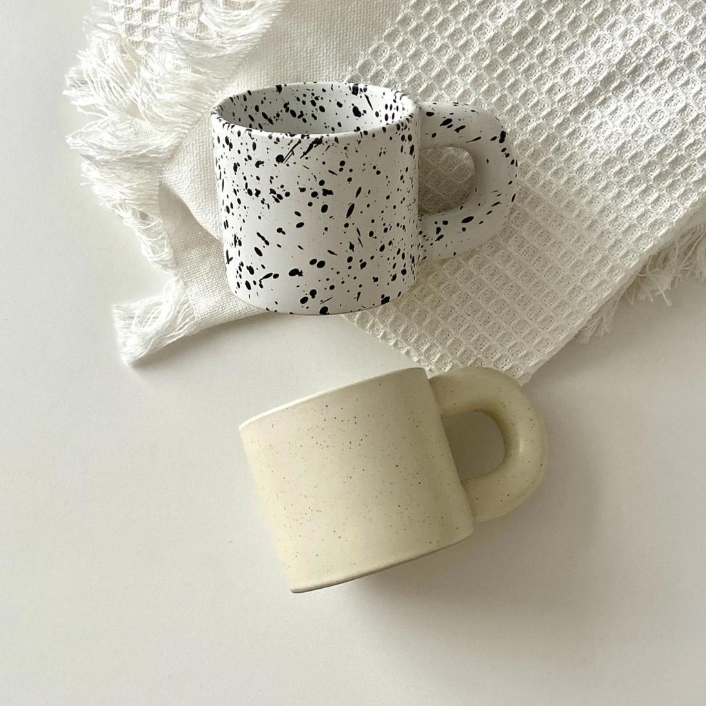 Ceramic Milk Cup Spot Mugs Simple Coffee Mug Couple Cups Coffee Mugs Tea Drinkware Korean Style Fatty Mug Design Splash Ink