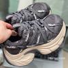 2025 autumn new women's shoes platform height increase casual sports shoes versatile fashion trend leather dad shoes women