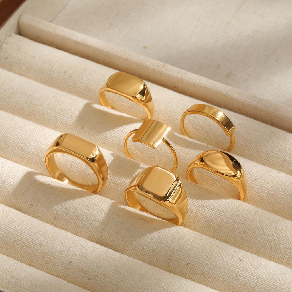 Anillo Sello Personalizado para Mujer, Anillo Grueso Redondo con Sello de Inicial, Acero Inoxidable Punk Moda Genuina Joyería Regalo Para Chicas