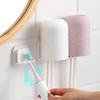 Wall-Mounted Toothbrush and Cup Holder - Portable, Punch-Free, for Electric Toothbrushes and Mouthwash Cups.