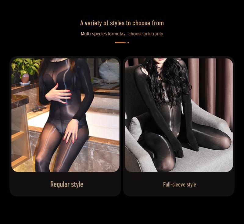 2023 Ultra-Thin Shiny Seamless Full Body Stockings with 912 Needle Underarm and Head Cover