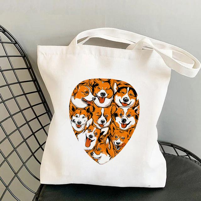 Shopper Watercolor Design For Corgi Lovers Bag Harajuku Women Shopping Bag Canvas Shopper Bag Handbag Tote Bag Shoulder Lady Bag