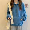 Cross-border real shot hooded fleece thickened 300g lamb fleece furry sweater women's Korean version autumn and winter warm jacket