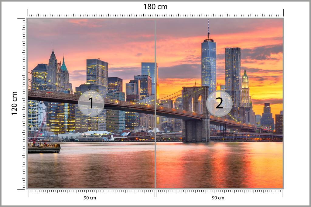 Photomural Lower Manhattan Skyline And Brooklyn Bridge Structural Vinyl 180x120