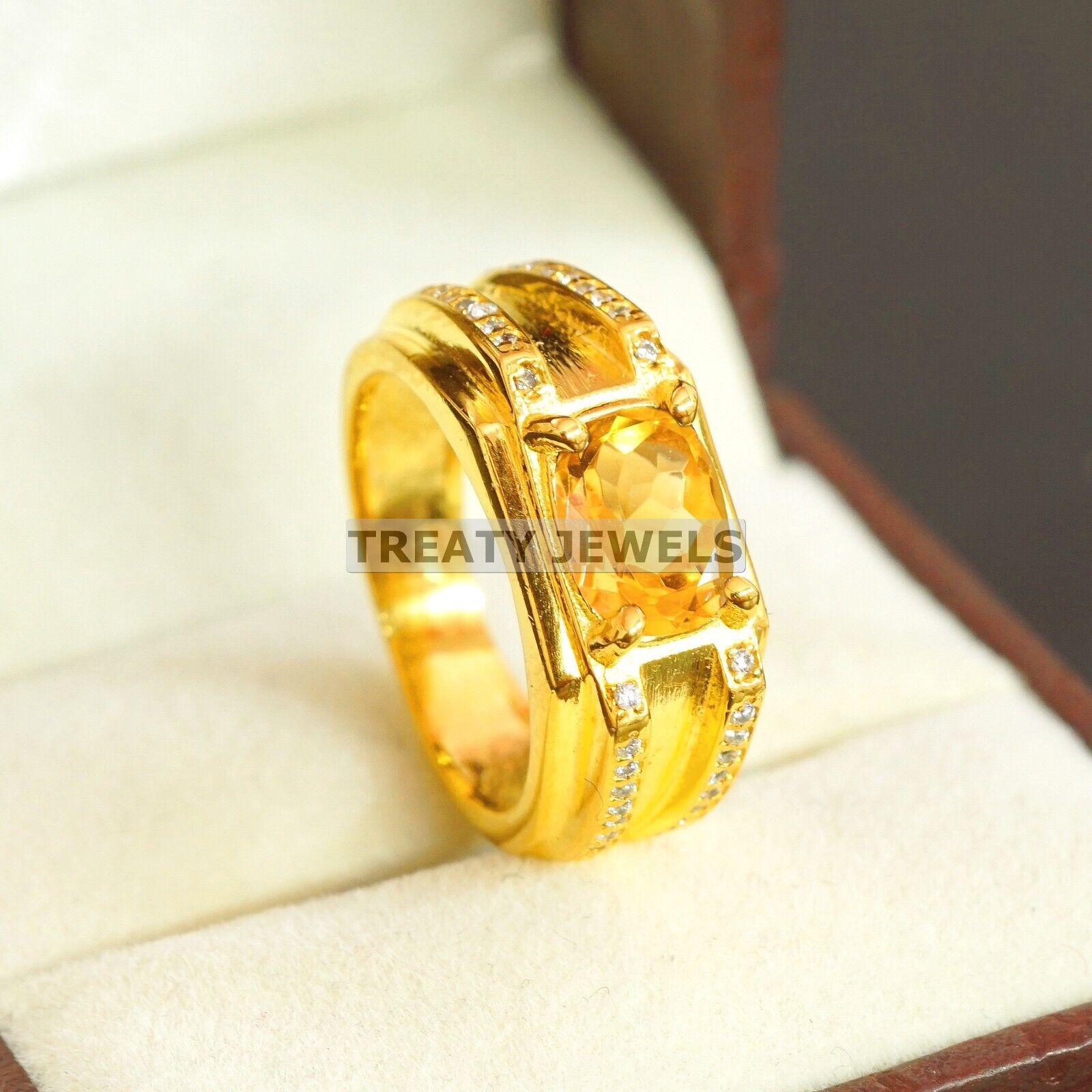 

Кільце з цитрином овального огранювання зі стерлінгового срібла 925 проби з позолотою для чоловіків #A940 JL375669186279 4-16 US золотий
