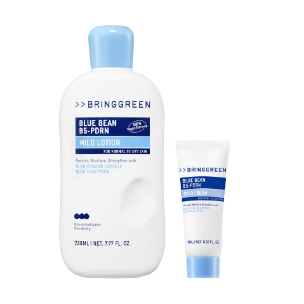 BringGreen Blue Bean B5-PDRN Mild Lotion 230ml + Blue Bean Cream 7ml – Barrier Care Moisturizing Lotion