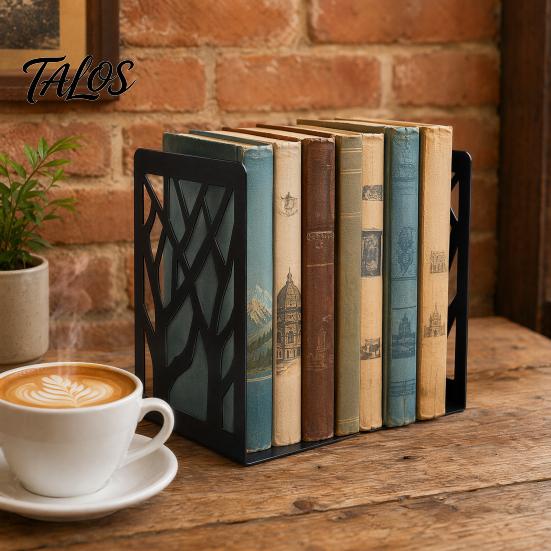 Tree Of Life Bookend 1 Pair of Decorative Bookends for Shelves, Heavy Duty Bookshelf L-shaped Organizer, Hollow Book Holder Stoppers Desk, Office