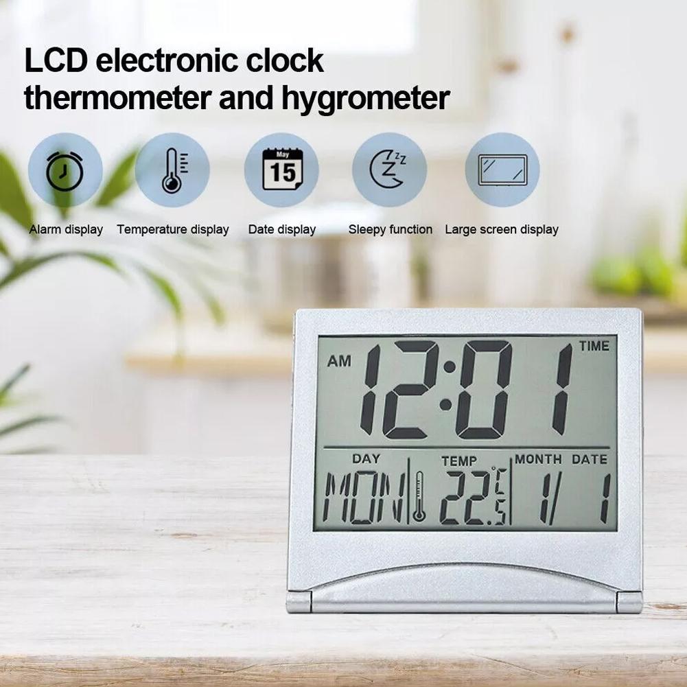 Traveling Digital Alarm Clock Lightweight Alarm Clock Digital Travel Clock With Thermometer Alarm Timer Clock 17.5cm*13cm*3cm