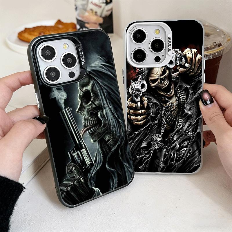 Reaper Skull Skeleton Gun Soft Phone Case for iPhone 15 16 17 Pro Max 17Air 16E 14 Plus 13 12 Mini Shockproof Cover Back Shell