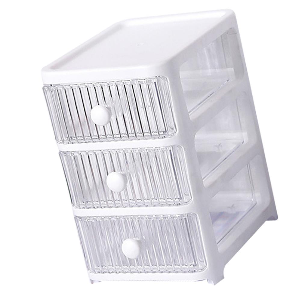 Desktop Storage Box with Drawers Multi Layers Transparent Multifunctional Stackable Desk Organizer