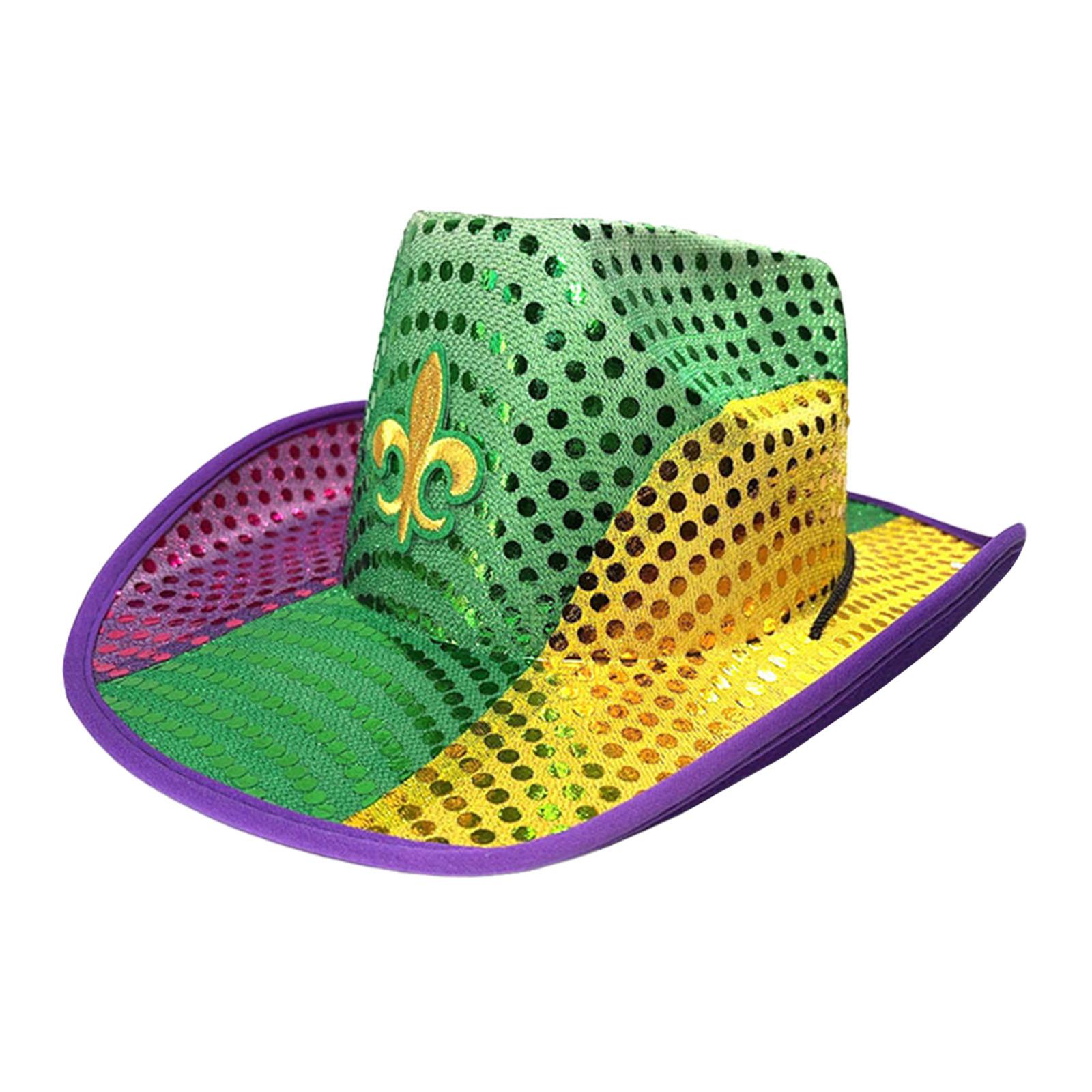 Sequin Cowboy Hat Fancy Dress Cap Top Hat Wide Brim Comfortable Cowgirl Hat for Club Rave Party Supplies Fancy Dress Performance