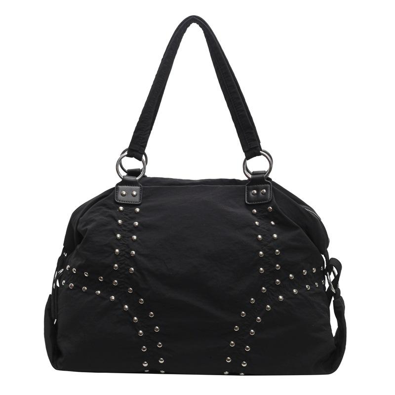 Rivet Tote Bag, Large Capacity Women s Nylon Shoulder Bag, Commuting High-end Sense, Niche Versatile Armpit Bag чёрный