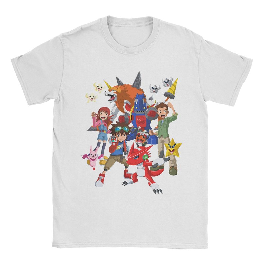 Digimon Anime T Shirt Men Women's 100% Cotton Funny T-Shirt Round Neck Agumon Monster Tees Short Sleeve Clothing Plus Size