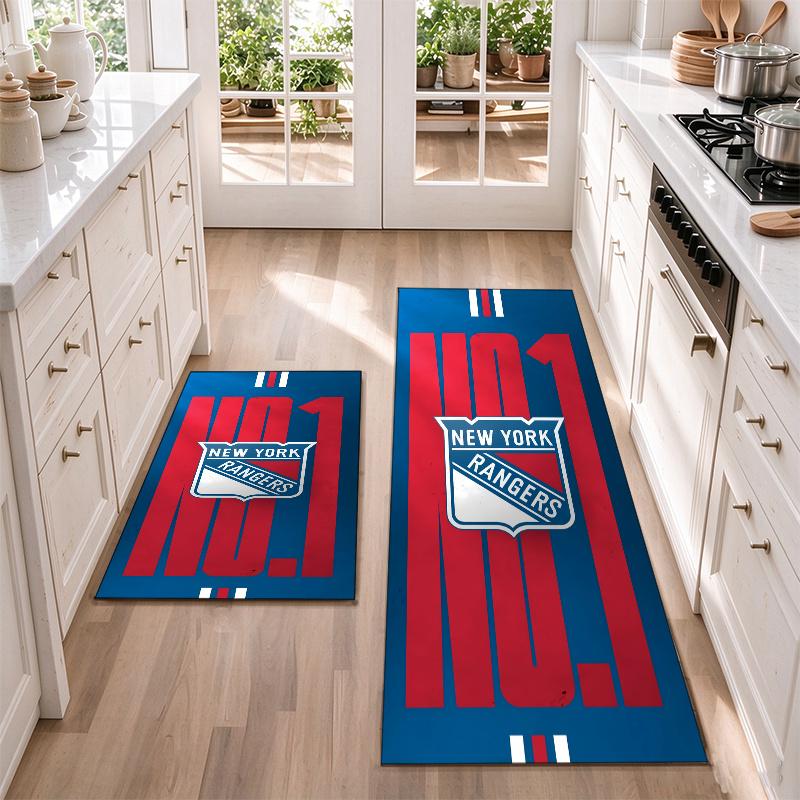 New York Rangers Flannel Kitchen Floor Mat – Non-Slip, Absorbent and Easy to Clean Suitable for Kitchens, Entryways Bedroomsand Bathrooms