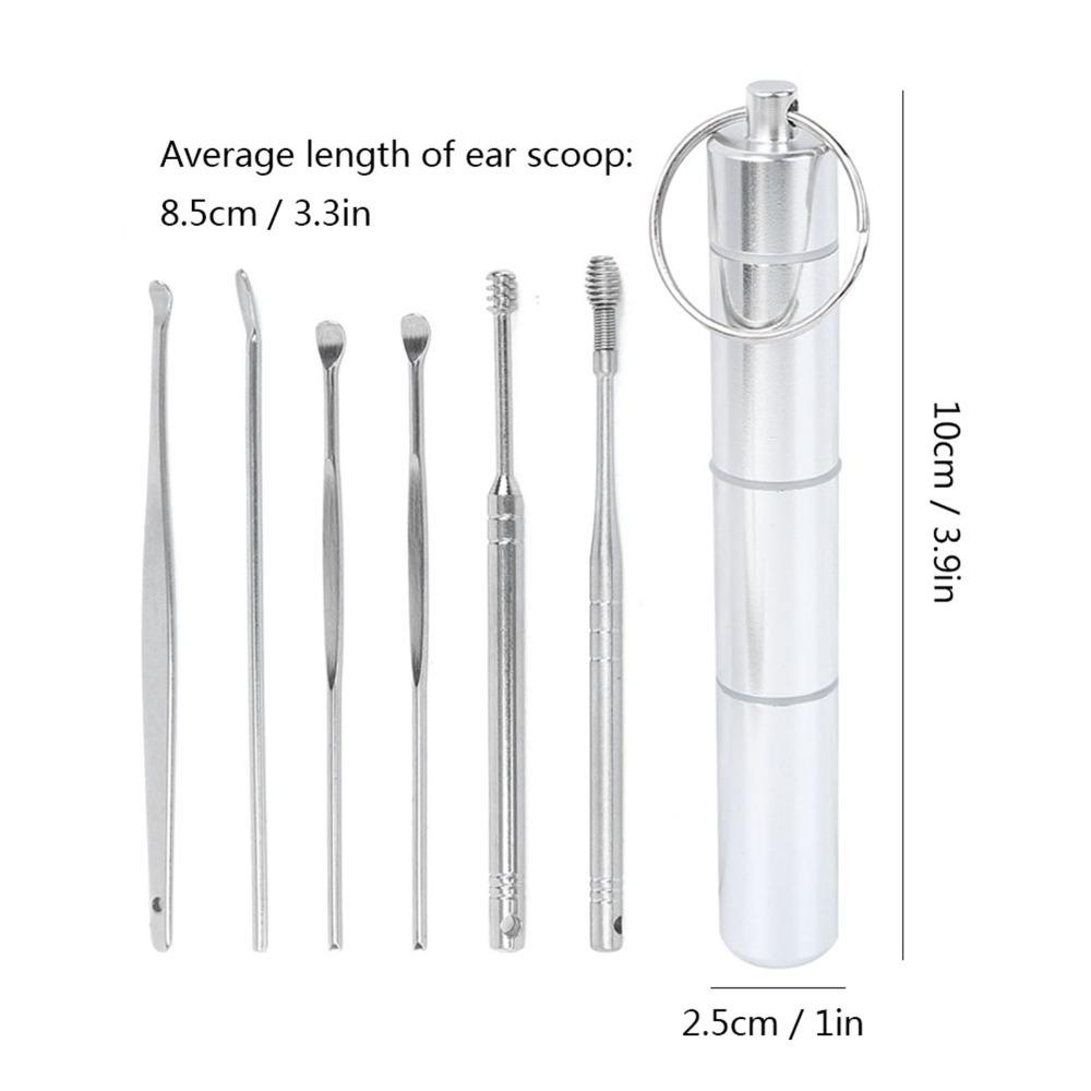 6 Pcs Stainless Steel Ear Wax Remover Widened Earwax Removal Kit Ear Cleaning Tool  Safe Cleaning