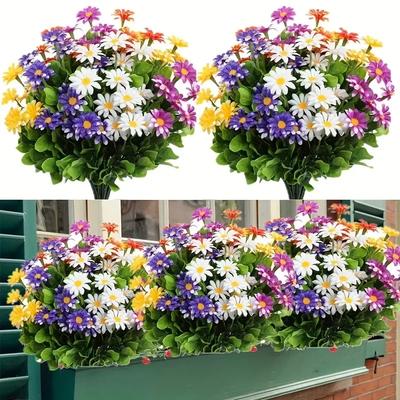Realistic Flower Bouquets Artificial Daisy Plastic Flowers Fake Flowers Suitable for All Seasons for Home Wedding Garden Decor