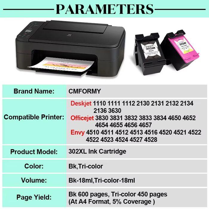 2pcs 302X cartouche d'encre reconditionnée pour HP 302 HP302 XL Deskjet 2130 1110 1111 1112 2131 3630 Officejet 4510 4520 3830