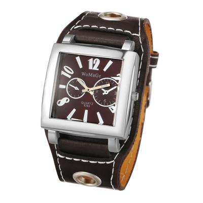 Square Watch Men Leather Strap Waterproof Analog Display Fashion Quartz Watch Casual Men's Accessories - Birthday Christmas Valentine's Day Gift