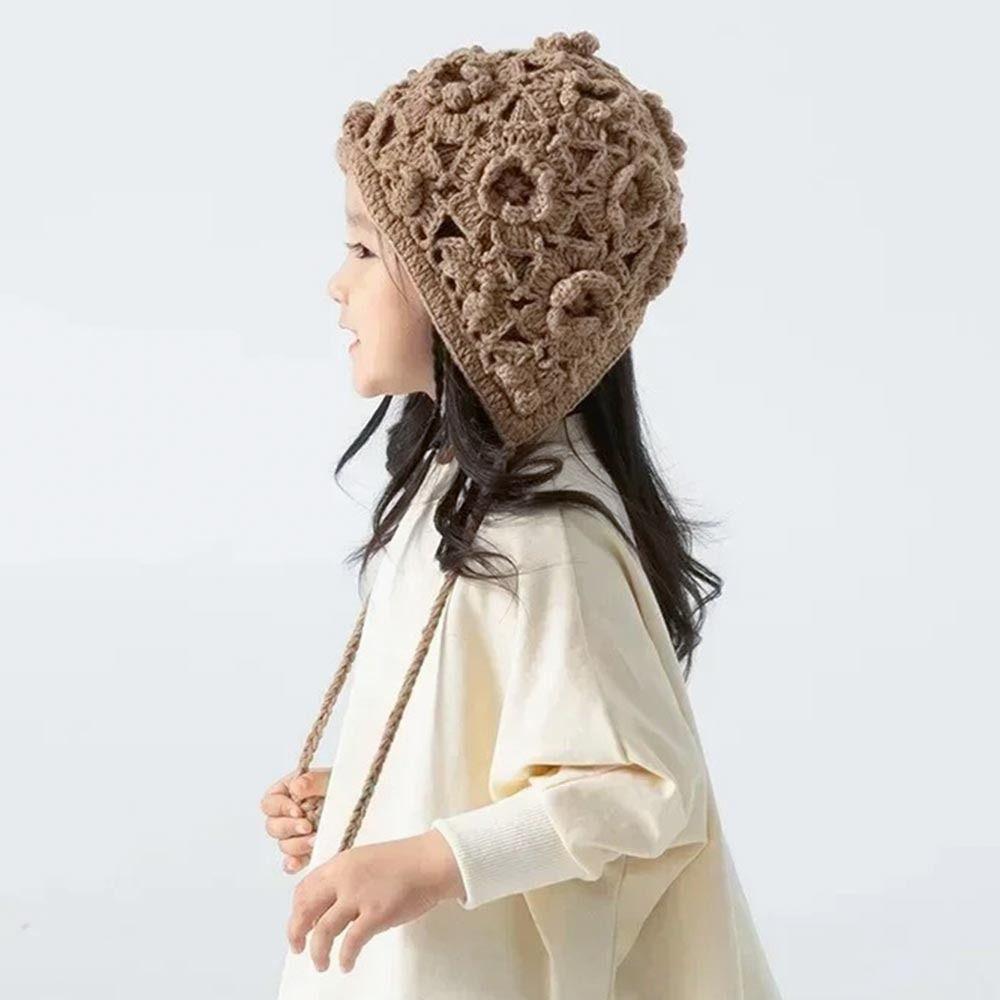 Handmade Kids Knitted Hat Crochet Princess Cap Breathable Beret Cap  for Child Girls