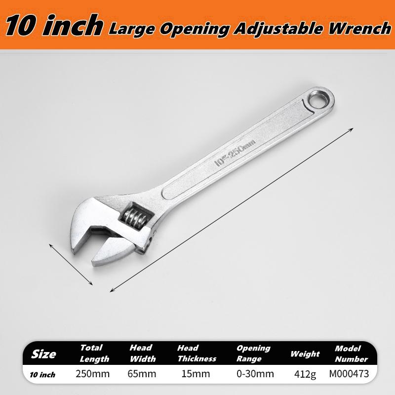 Adjustable Wrench Large Opening Long Universal Spanner Clamp Wrench Motorcyle  Repair Tools Steel Mechanical Workshop Motor