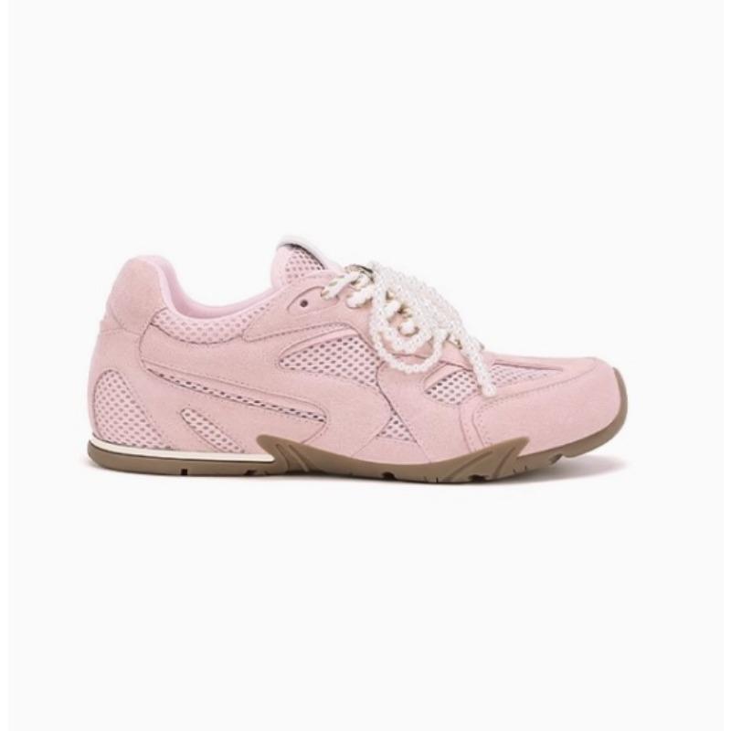 Cowhide Version Sweet Sister Leather Pearl Mandarin Duck Mesh Breathable Inner Height Increase Casual Shoes Women