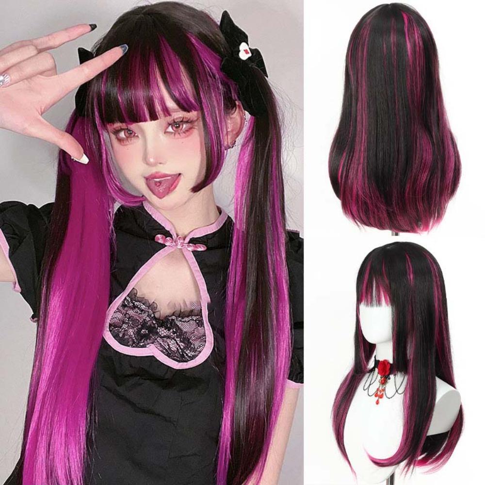 Highlights Long Straight Hair Natural Cosplay Lolita Wigs Cosplay Party