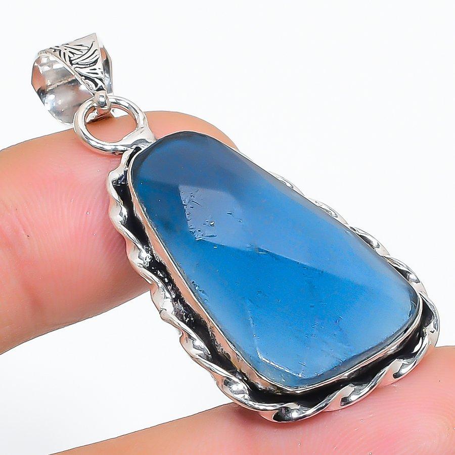 

Подвеска из натурального кварца иолита из стерлингового серебра 925 пробы 2,01 дюйма D3q47