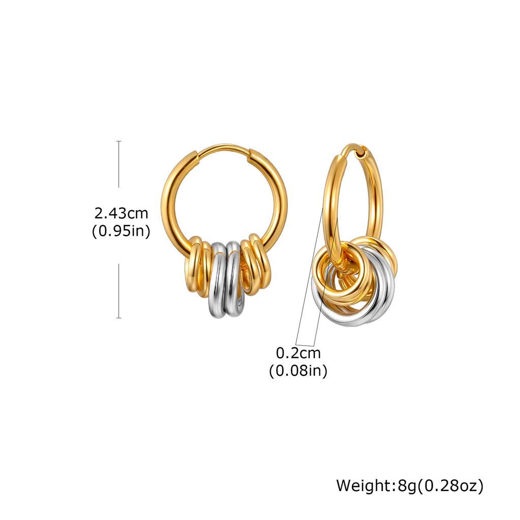 Two Tone Hoop Earrings for Women, Stainless Steel Gold-Silver Color Small Circle Square Huggie Hoop Earrings Trendy Jewelry