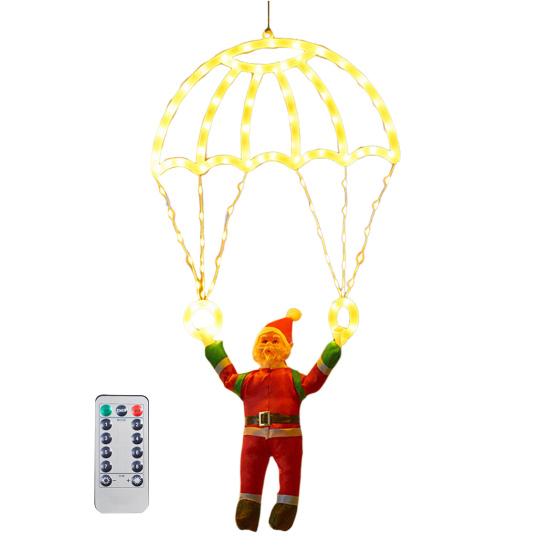 Christmas Parachute Light with Santa Claus Waterproof 8 Modes LED Christmas Hanging Light for Indoor Outdoor Window Wall Garden Xmas Tree Decor