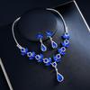 European & American Fashion Purple Crystal Bridal Necklace and Earring Set