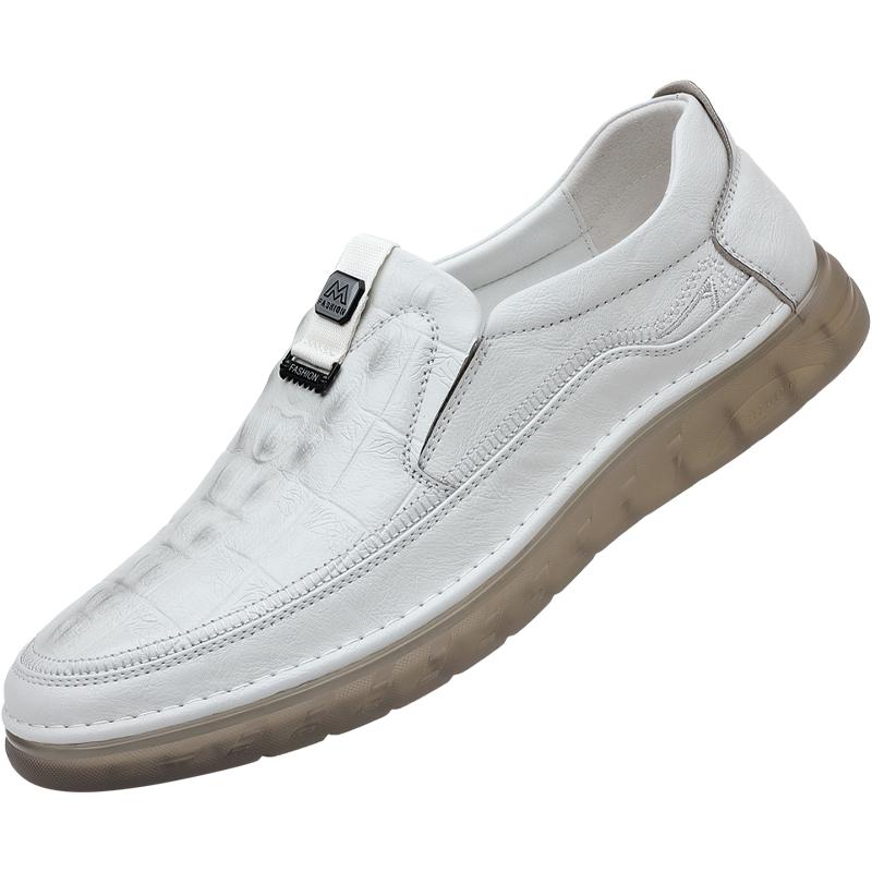 

FashionComfy Белые кожаные мужские оксфорды Удобная мужская повседневная обувь Уличные кроссовки для мужчин Высокая мода Обувь для скейтборда 44 белый