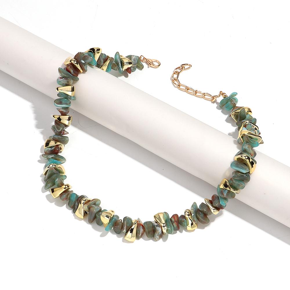 Acrylic Irregular Imitation Crushed Stone Beaded Bracelet for Women Boho Multicolored Strechy Bracelets Vacation Jewelry Gifts