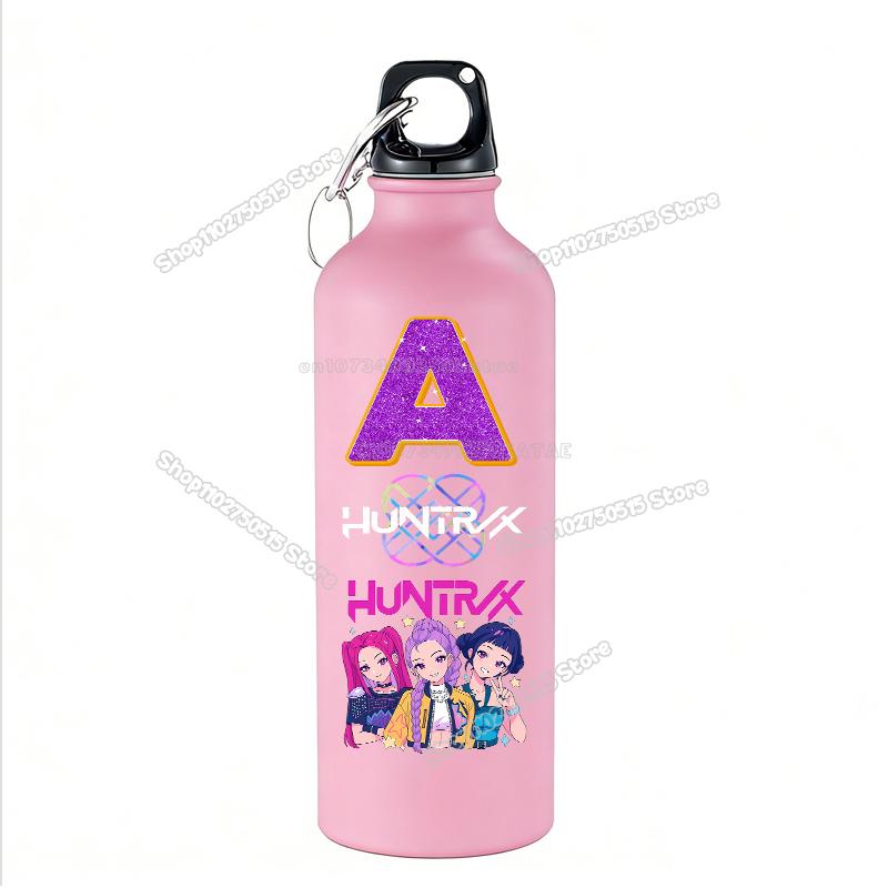 High Quality 500ml KPop Demon Hunters Kids Sport Water Bottle Letter A-Z Rumi Mira Zoey Outdoor Bottle Large Capacity Girl School Drink Cups