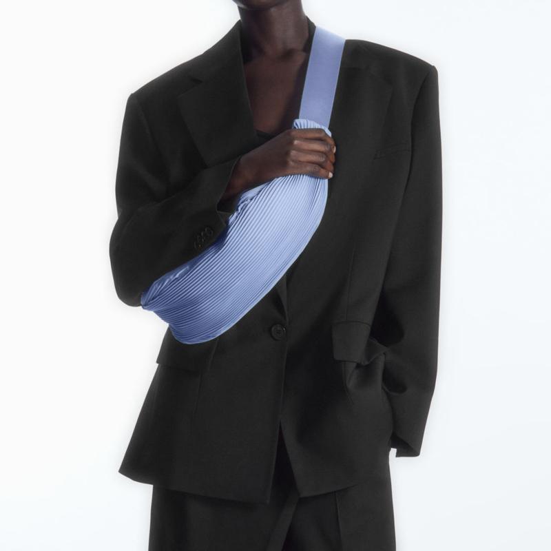 New COS Polyester Crescent Bag, Sling Bag, Shoulder Bag, Crossbody Bag Women's Light Blue 1204208003