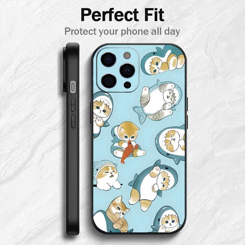 

Кот в маскировке M-Mofusand Чехол для телефона для iPhone 17, 16, 15, 14, 13, 12 Plus, Max Мягкий силиконовый Черный чехол iPhone16promax