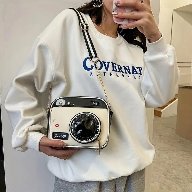 Fashion Retro Camera Crossbody Bag Unique Original PU Leather Handbag Women's Simple Versatile Shoulder Bag Purse For Ladies