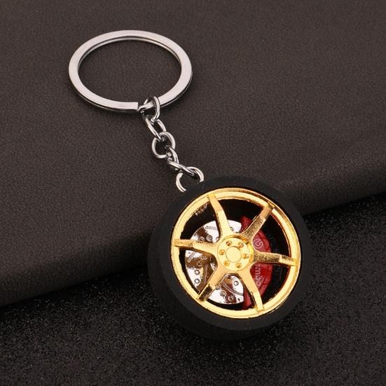 Keychain Pendant Wheel Caliper Design Zinc Alloy Key Chain with Rubber Tires Racing Style Key Holder Backpack Car Accessory