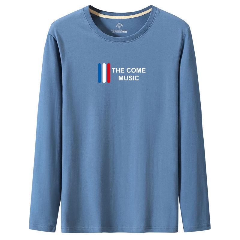 

Мужская хлопковая футболка свободного кроя с длинным рукавом - большой размер, круглый вырез, простая осенняя модная одежда XXL