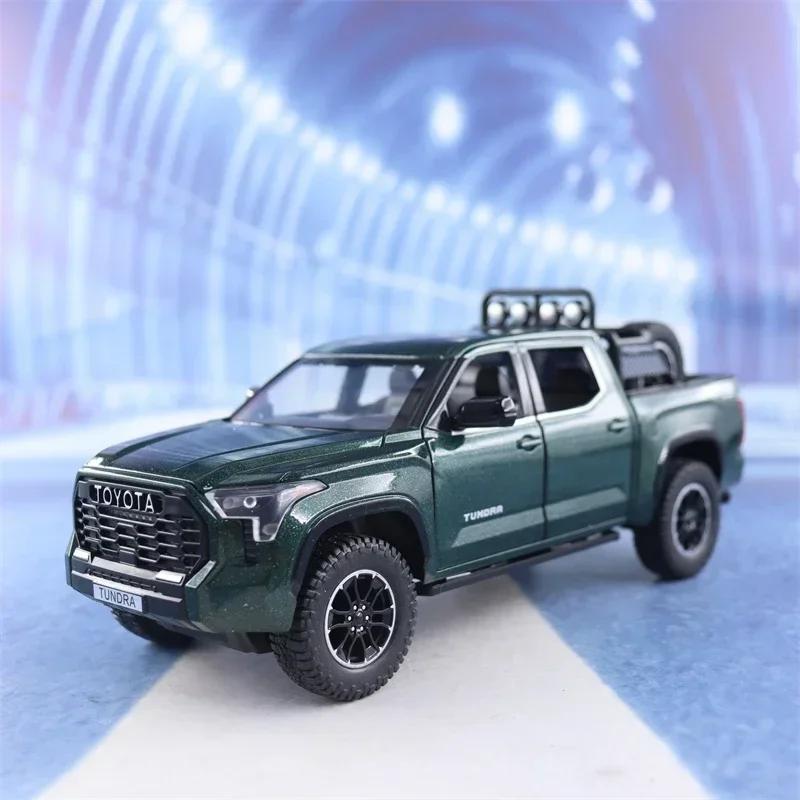 1:24 Toyota Tundra Pickup Off-road Vehicle Diecast Metal Alloy Model Car Sound Light Pull Back Collection Kids Toy Gifts A591