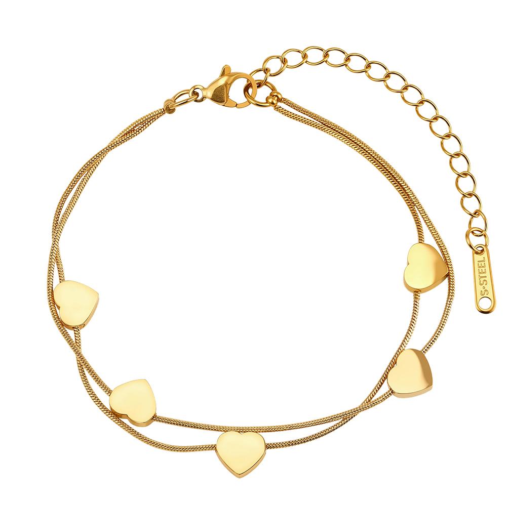 EFFIE QUEEN Stainless Steel 18K Gold Plated Stackable for Women Fashion Star Eye Flower Heart Chain Bracelet Waterproof Jewelry